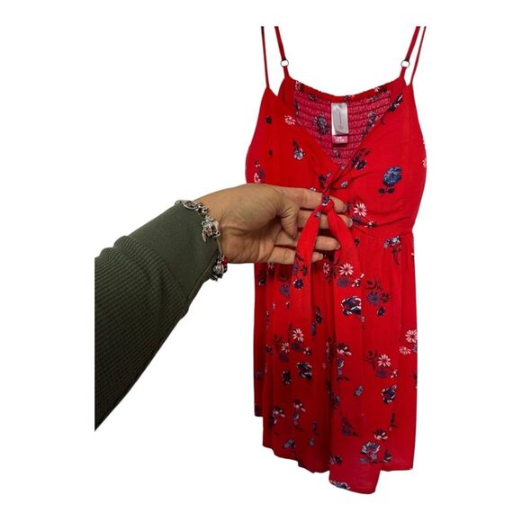 No Boundaries Floral Red Spaghetti Strap Tank Top Large - Picture 3 of 9